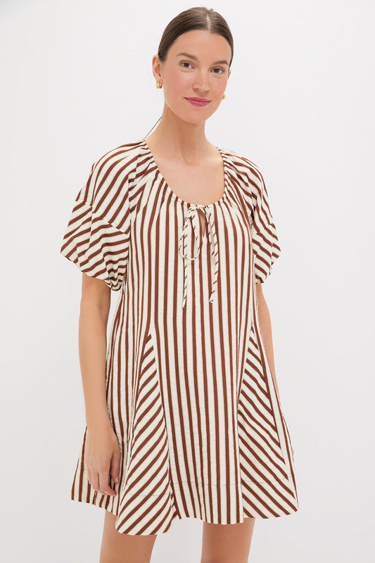 Ivory and Cinnamon Sierra Stripe Easy Shift Dress