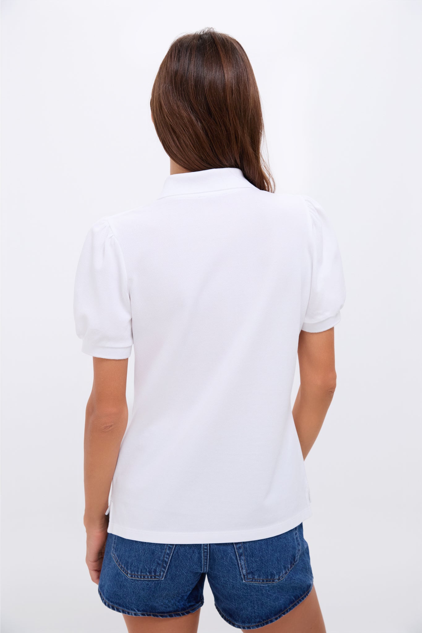 White Pique Puff Sleeve Peggy Polo