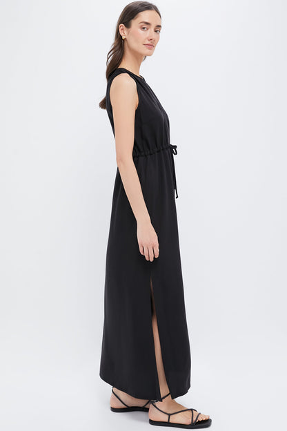 Black Tencel Grecian Keyhole Dress