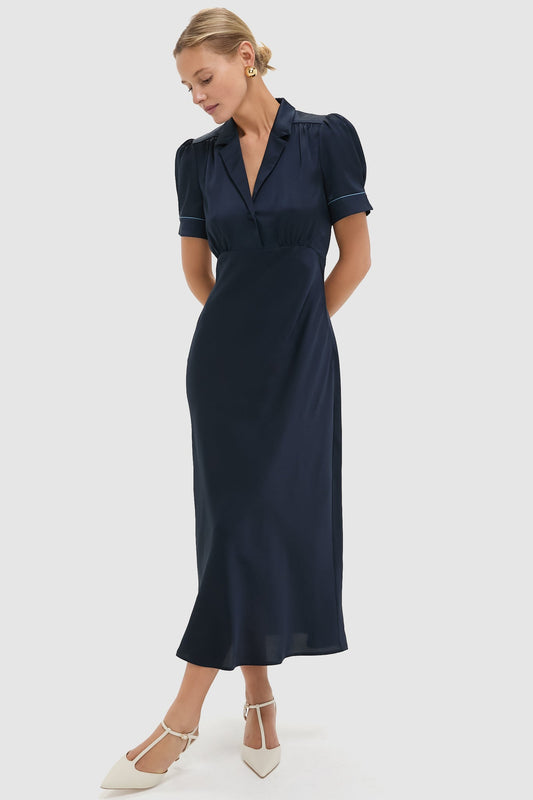 Navy Satin Bellamy Dress