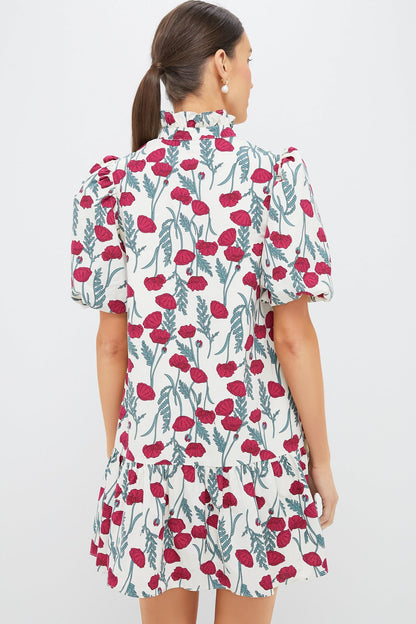 Red Amaryllis Floral Mimsy Mini Dress