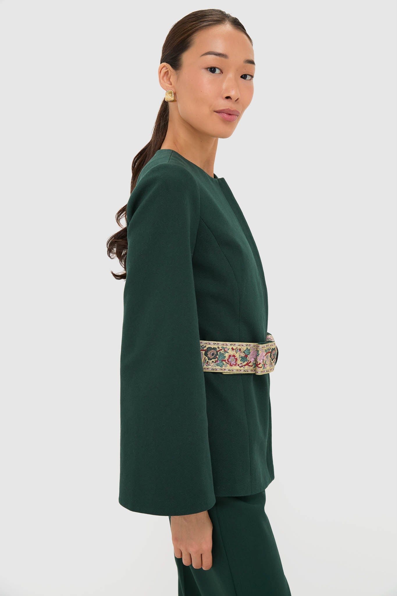 Garden Scrollwork Jacquard Belted Rhoda Tunic Top