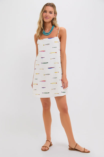 Pop Sardines Ivory Laura Linen Mini Dress