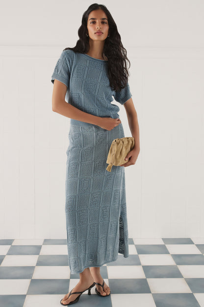 Indigo Pointelle Porter Top