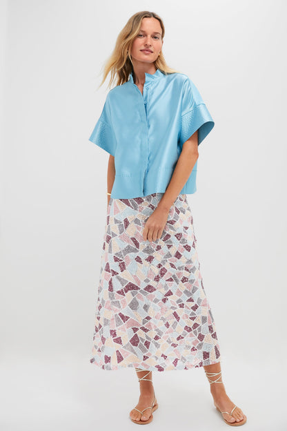 Robin's Egg Blue Trapunto Stitch Sofia Shirt