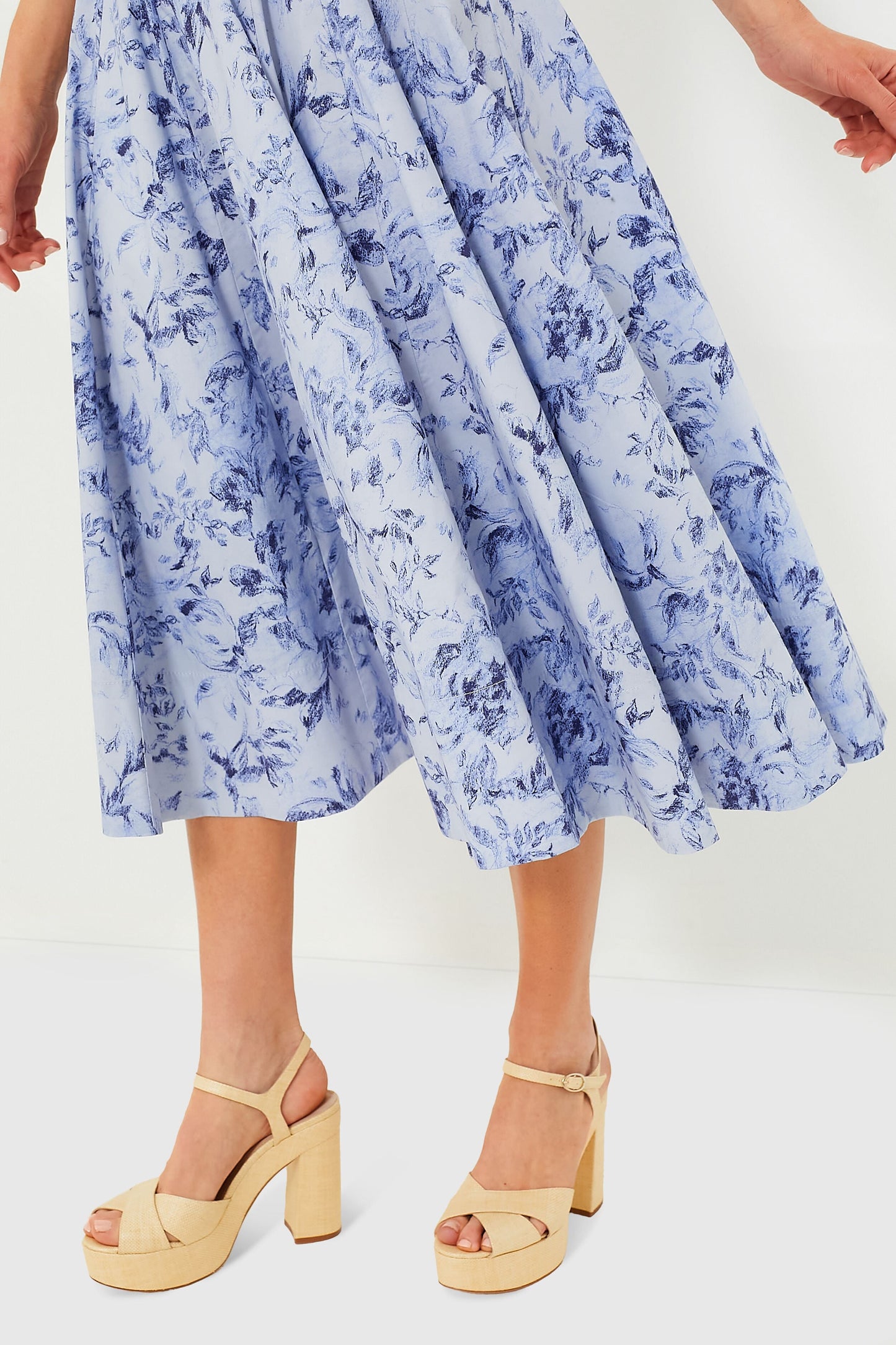 Periwinkle Sketchbook Floral Midi Wells Dress