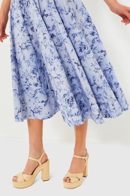 Periwinkle Sketchbook Floral Midi Wells Dress