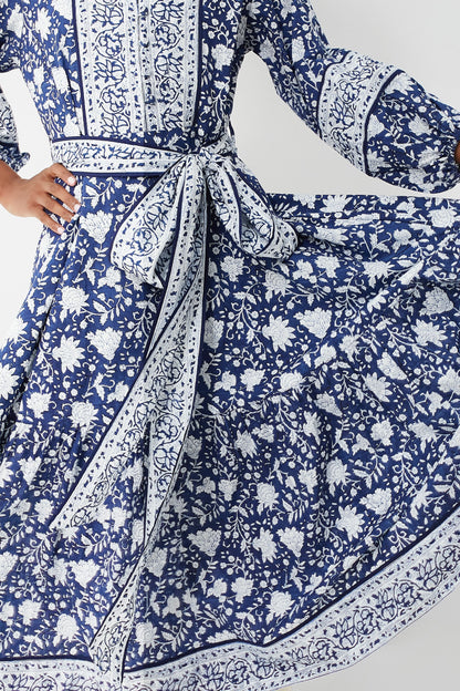 Exclusive Navy Flounce Dress