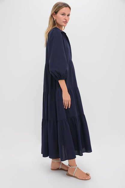 Navy Cotton Mabel Maxi Dress