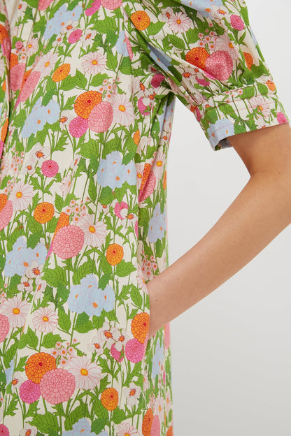 Multi Green Begonia Floral Louisa Maxi Dress