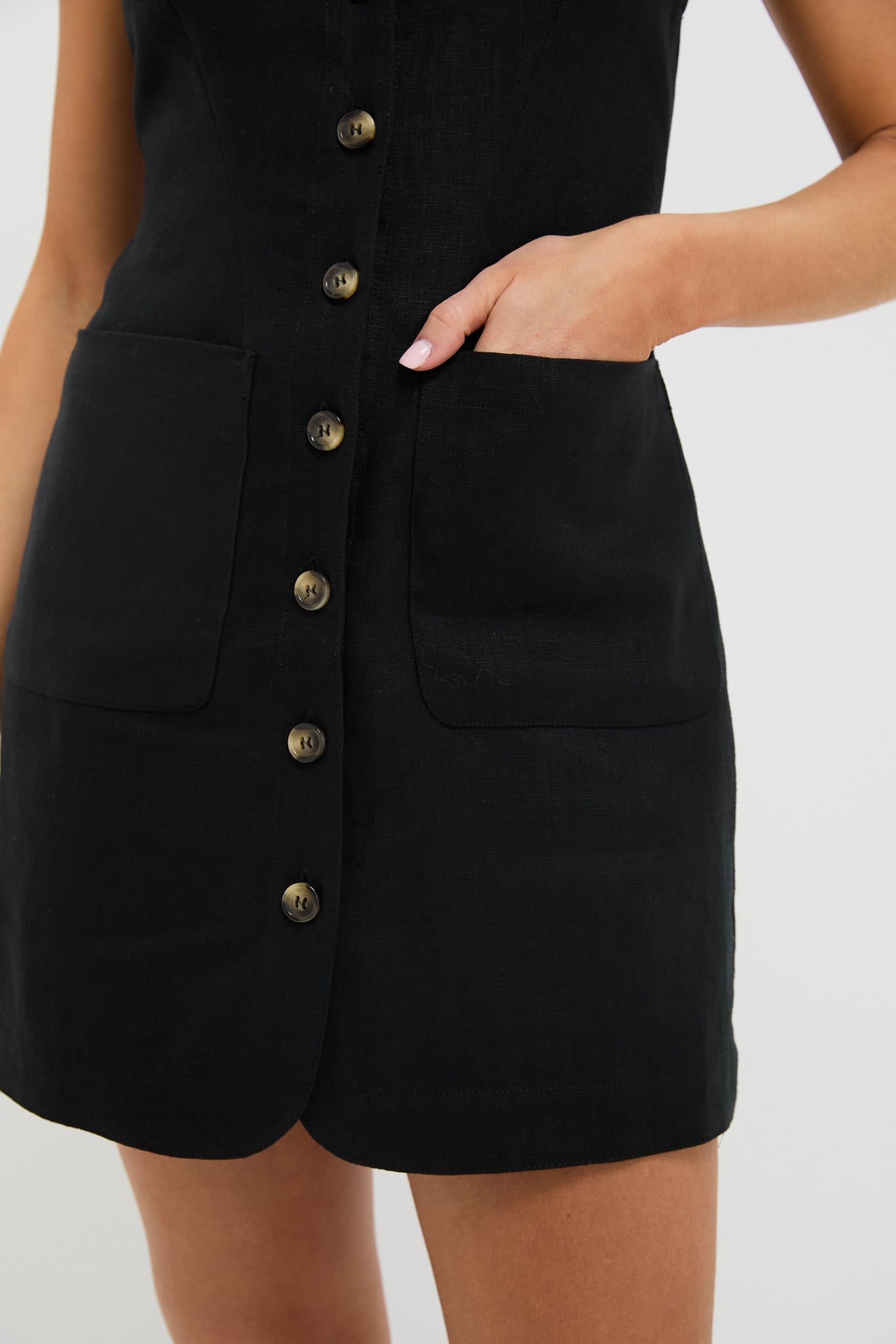 Black Emma Button Down Mini Dress