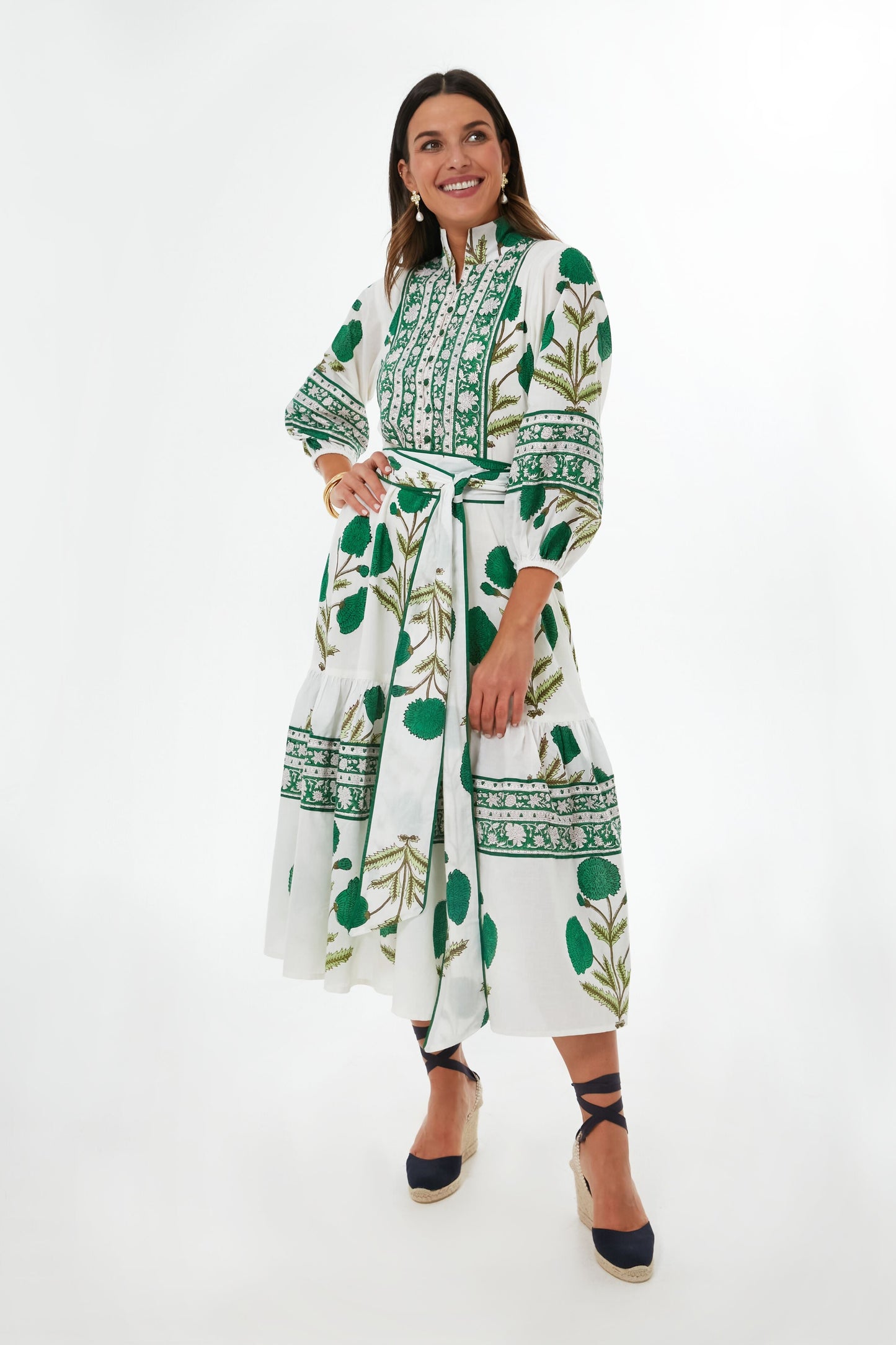 Exclusive Emerald Marigold Flounce Dress