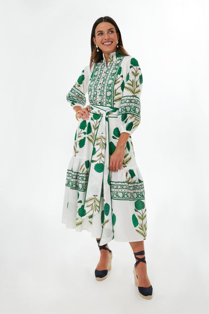 Exclusive Emerald Marigold Flounce Dress
