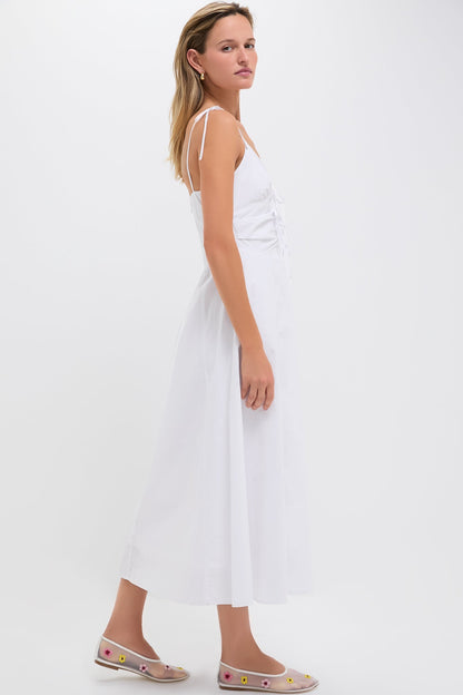 White Tie Front Midi Dress