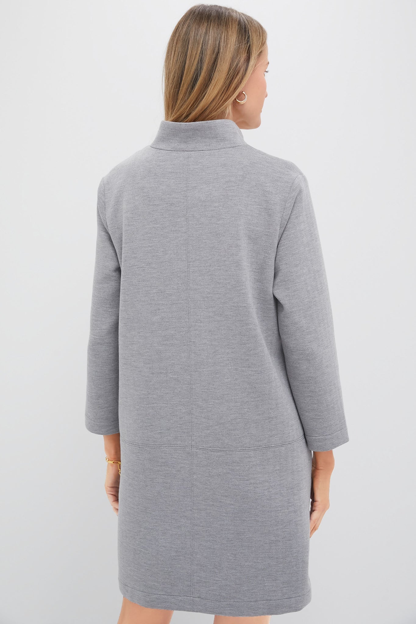 Gray Herringbone Clifton Dress