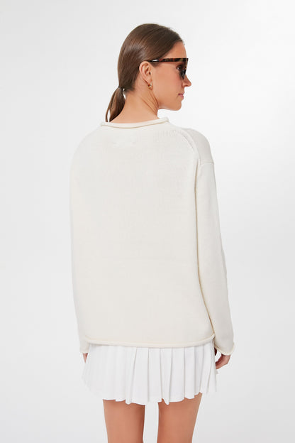 Ivory Cotton Americana Sweater