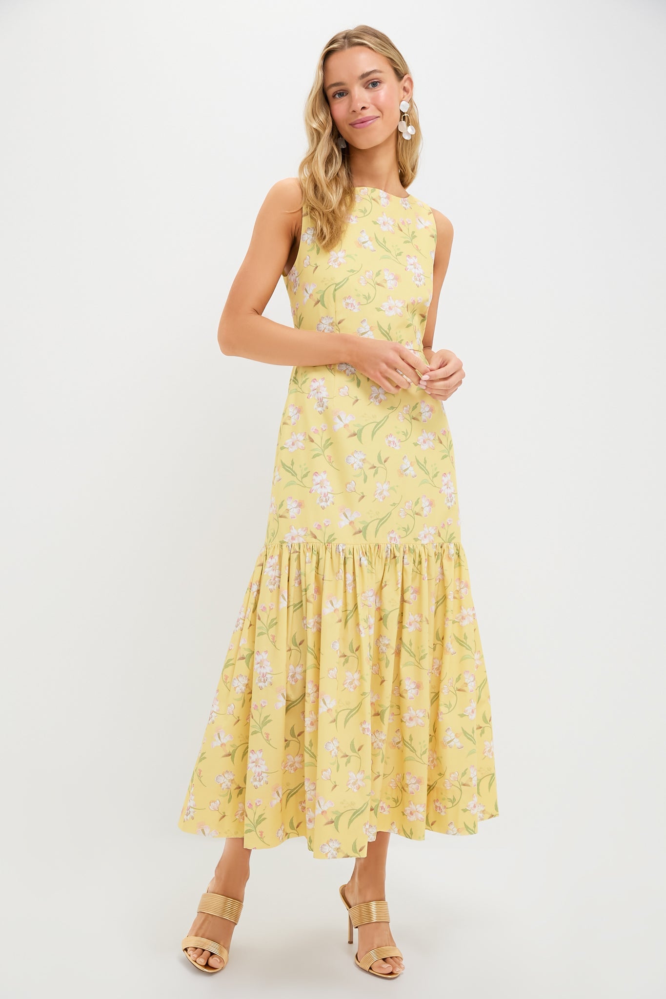 Yellow Hibiscus Low-Back Dress