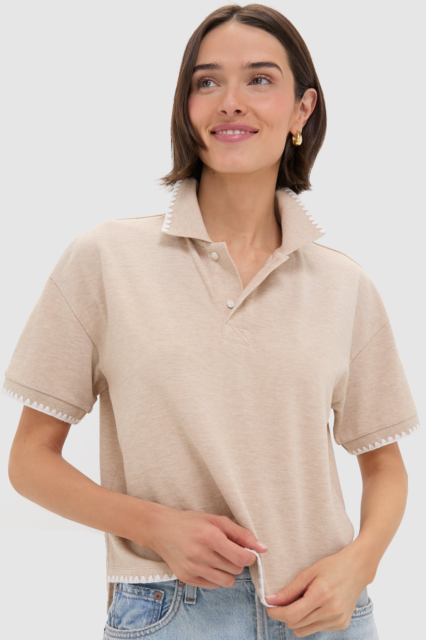 Sandstone Pique Holmes Boyfriend Polo