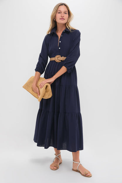 Navy Cotton Mabel Maxi Dress