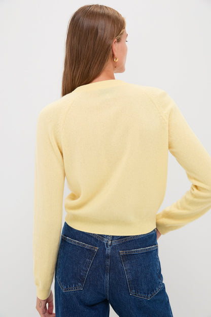 Butter Yellow Knot Button Cashmere Cardigan