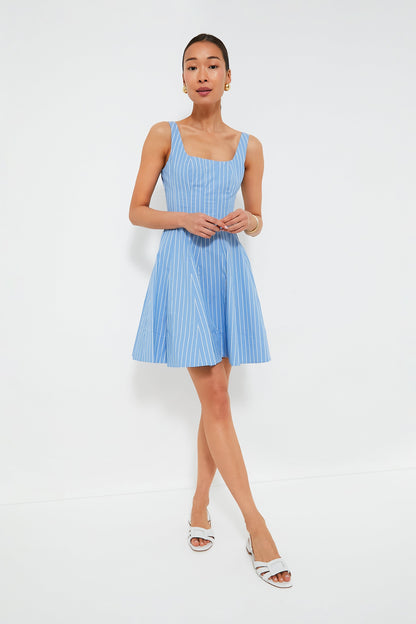 Azure Pinstripe Mini Wells Dress