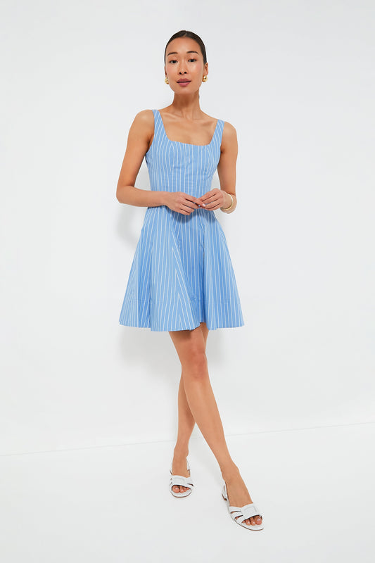 Azure Pinstripe Mini Wells Dress