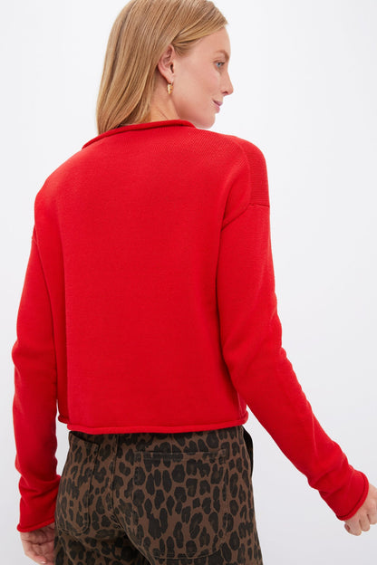 Fire Red Taylor Rollneck Cardigan