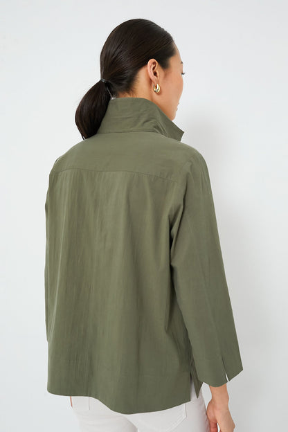 Olive Green Margot Stand Collar Blouse