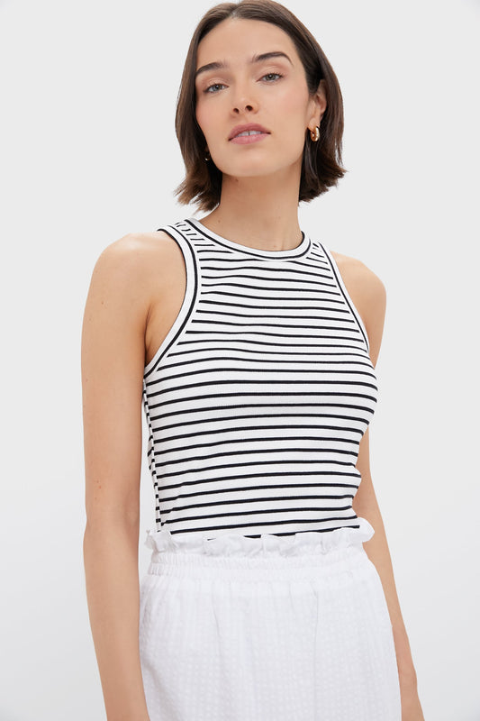 Black Stripe Foley Rib Racerback Tank