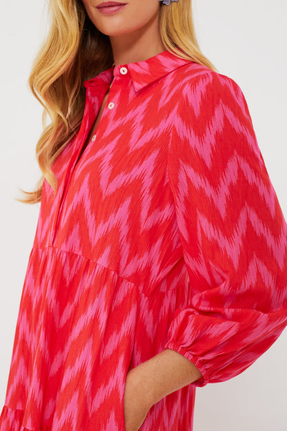 Hot Pink Ikat Mabel Maxi Dress