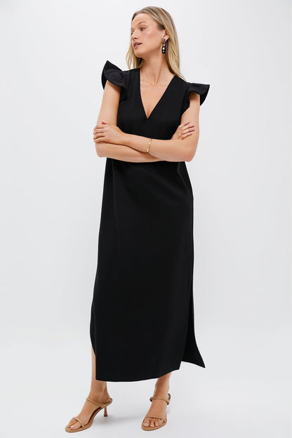 Black Flutter Sleeve Miko Dress