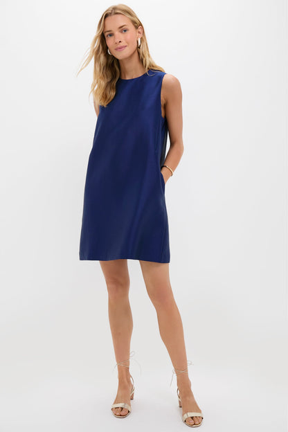 Navy Dupioni Marlowe Dress