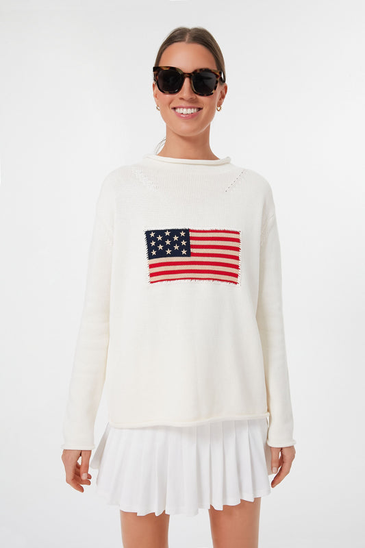 Ivory Cotton Americana Sweater