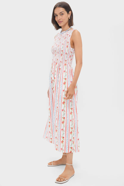 Pomegranate Stripe Cosima Nap Midi Dress