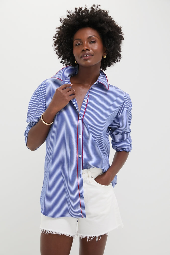 Royal Blue and White Stripe Wexler Button Down