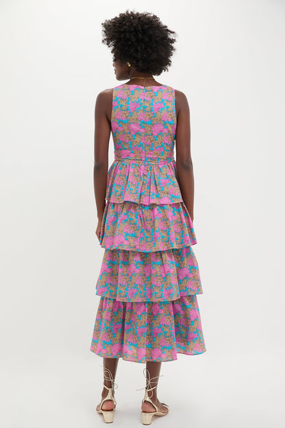 Brilliant Pink Floral Bonnie Midi Dress