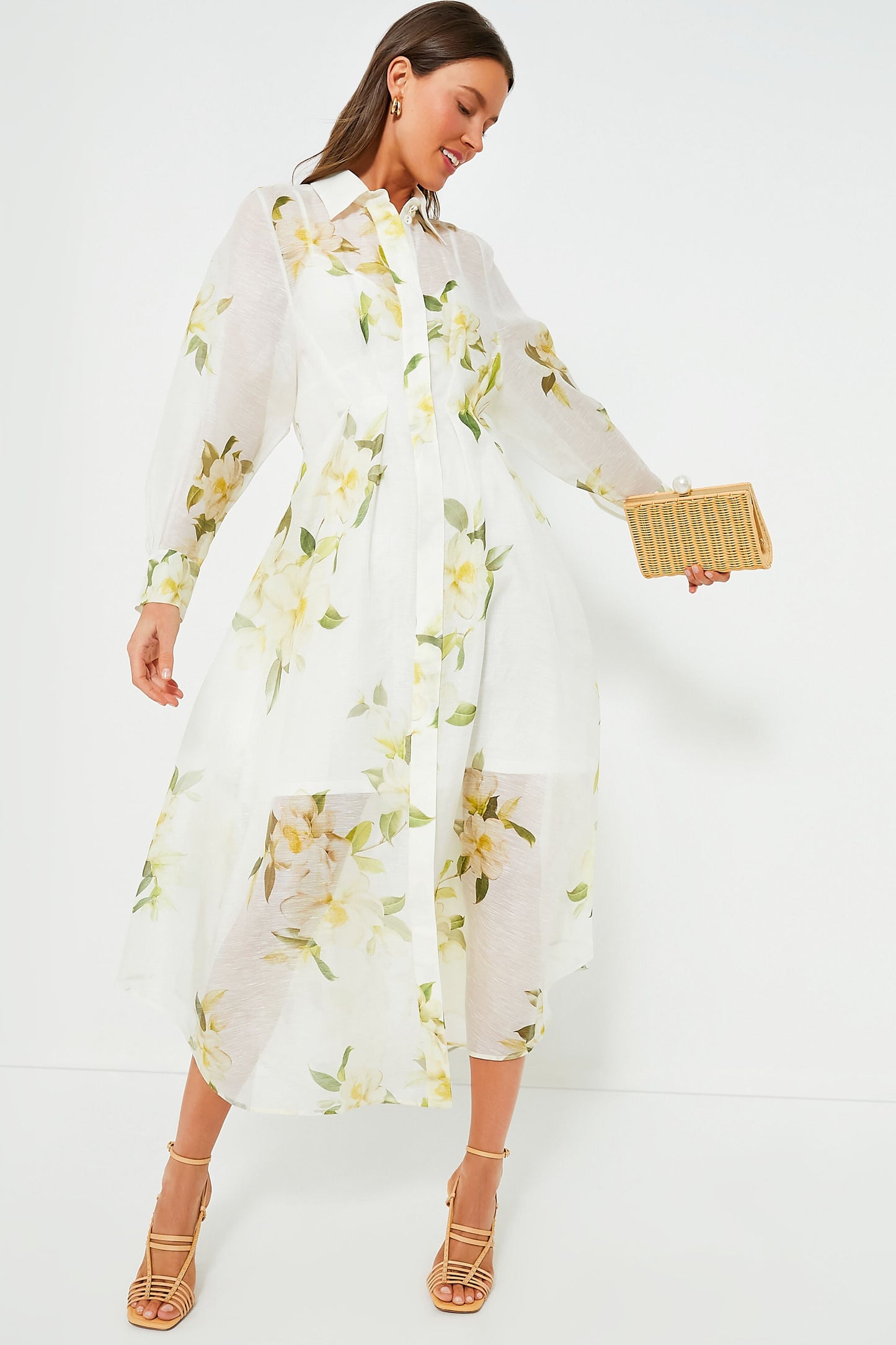 Ivory Magnolia Harmony Draped Shirt Dress