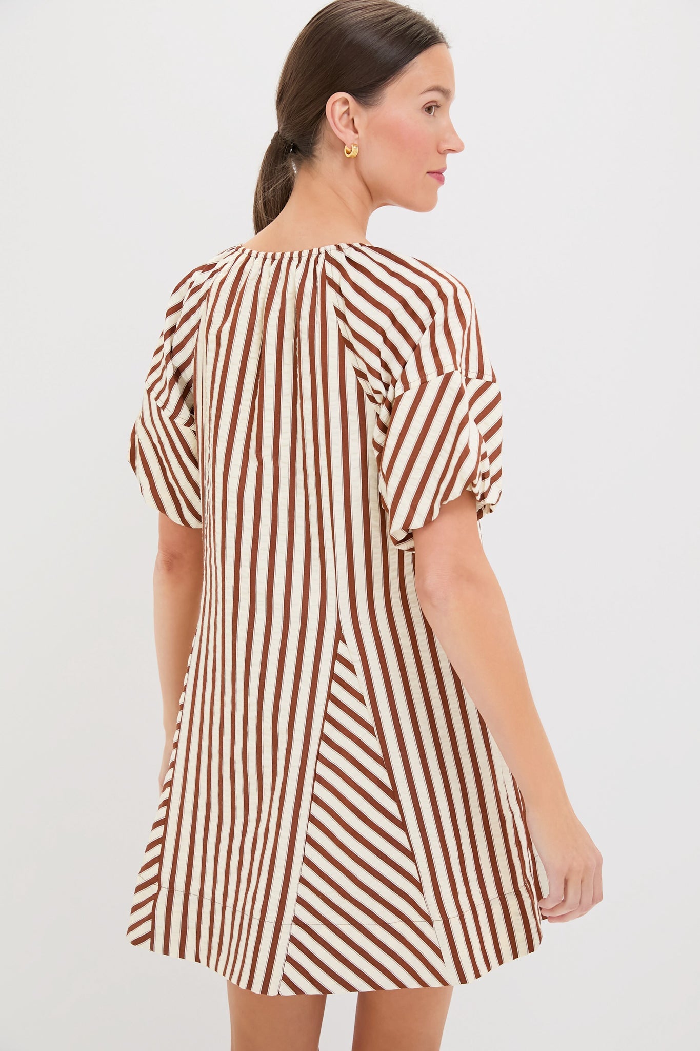 Ivory and Cinnamon Sierra Stripe Easy Shift Dress