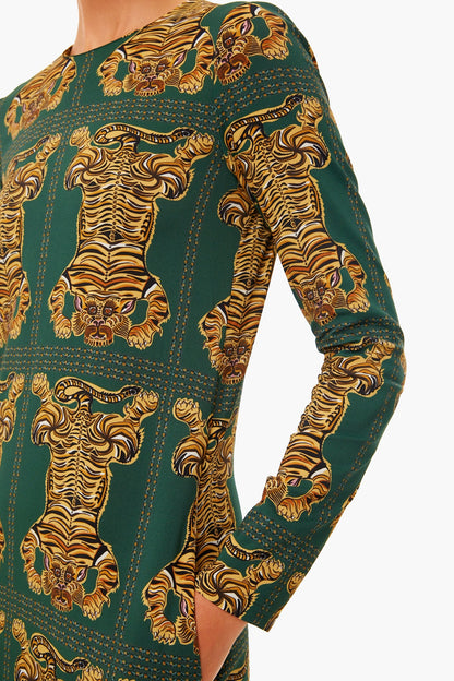 Tiger Tiles Long Sleeve Swing Dress