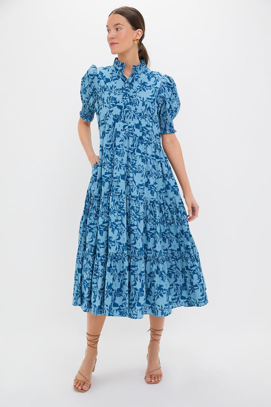 Steel Blue Floral Bennett Maxi Dress