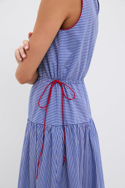 Royal Blue and White Stripe Charlotte Maxi Dress