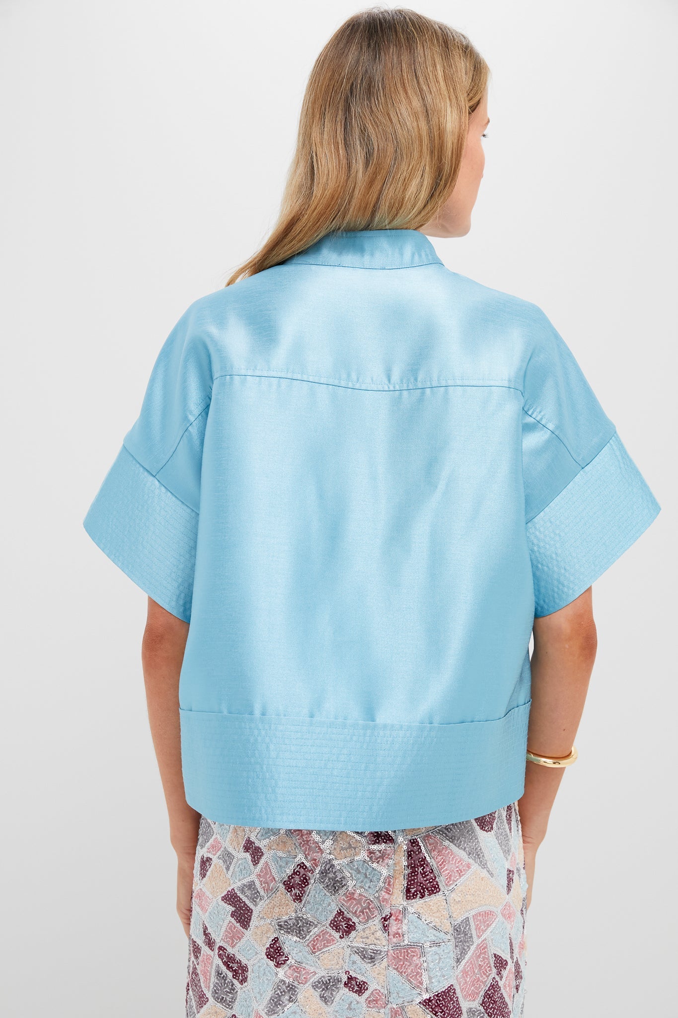 Robin's Egg Blue Trapunto Stitch Sofia Shirt