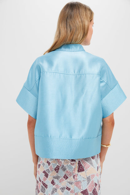 Robin's Egg Blue Trapunto Stitch Sofia Shirt