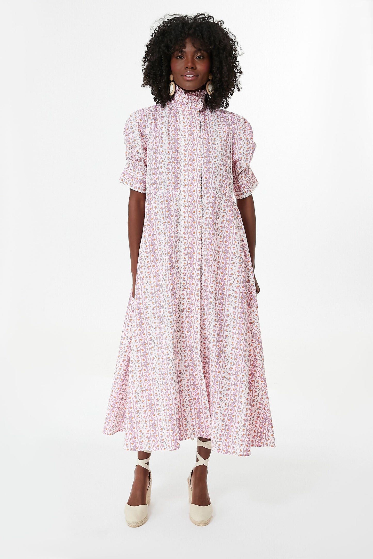 Pink Floral Venetia Midi Dress