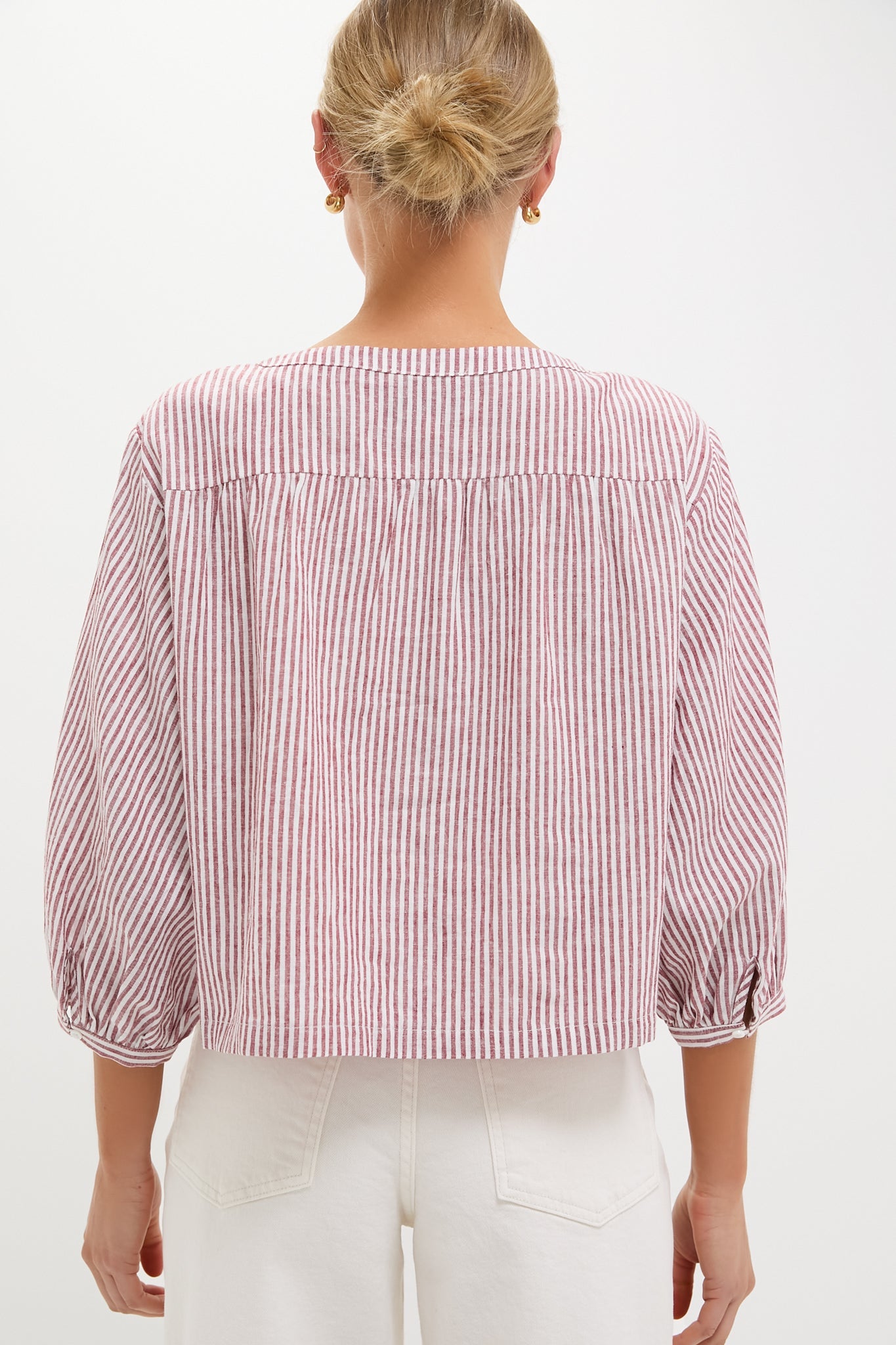 Red Stripe Linen Kennedi Blouse