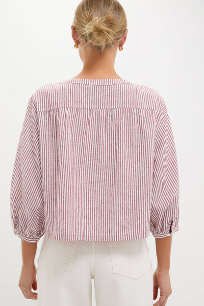 Red Stripe Linen Kennedi Blouse
