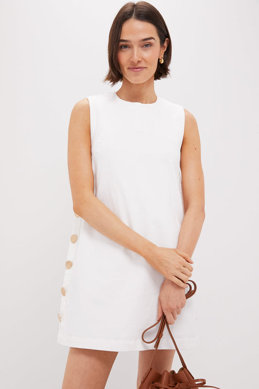 White Twill Button Bitsy Dress