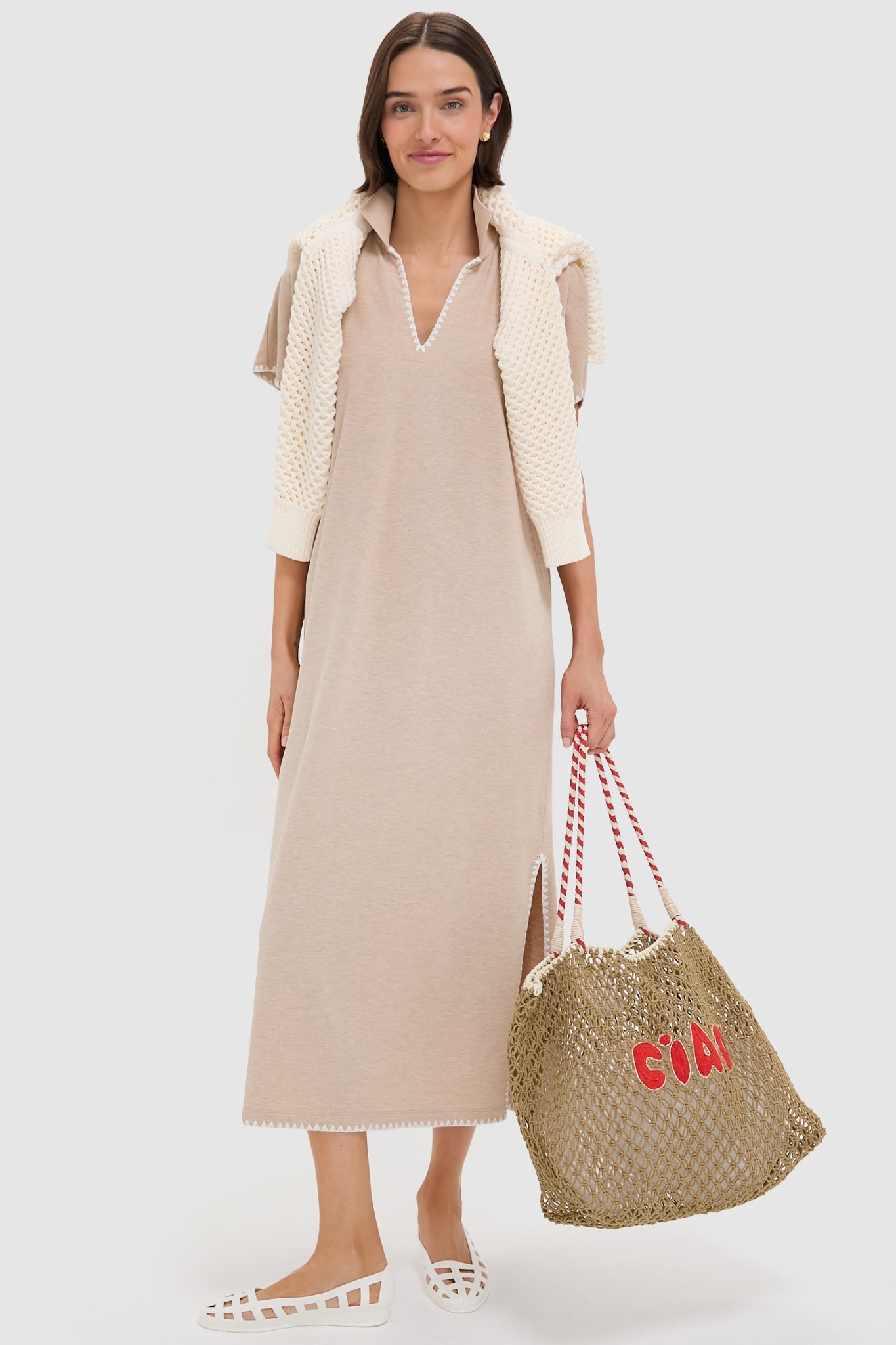Sandstone Pique Melissa Maxi Dress