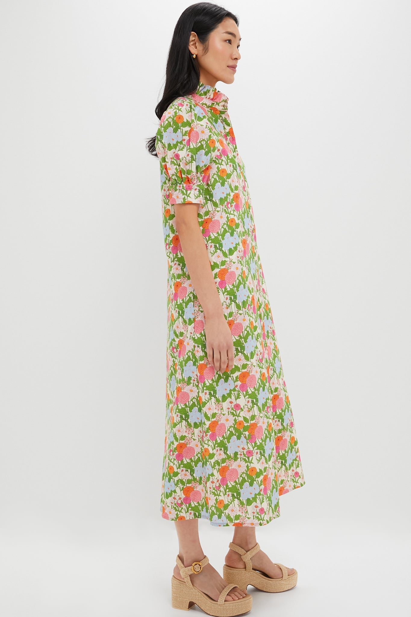 Multi Green Begonia Floral Louisa Maxi Dress