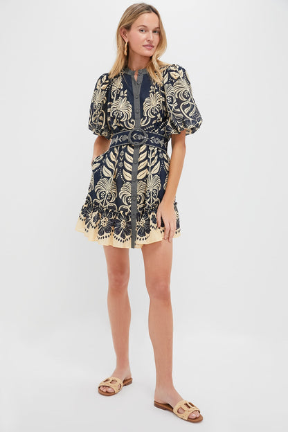 Blue Ainika Tropical Splendor Mini Dress
